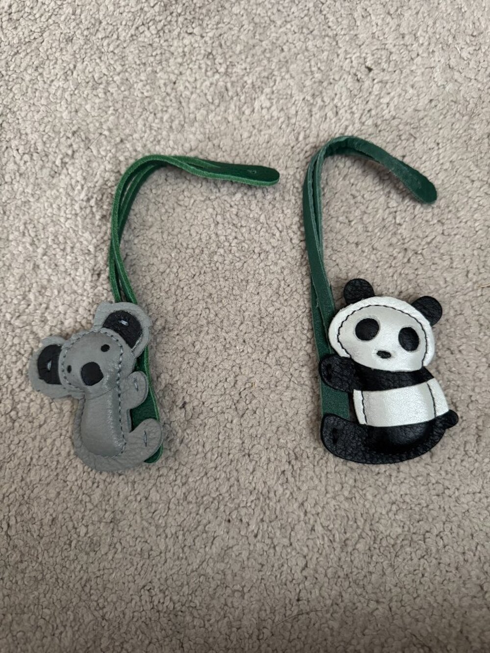 Portland Leather Goods Koala and Panda leather charms, EUC